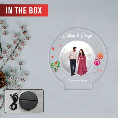 Personalized LED Night Light, Our Journey Begins Quote Acrylic Lamp with Color Changing Black Base Gift for Couple New Journey Gift